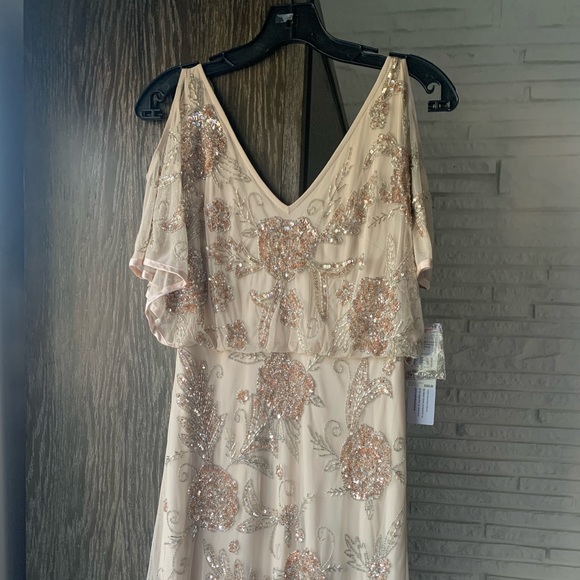 NWT Aidan Mattox Slit-Sleeve Beaded Blouson Dress size 4 - Picture 4 of 8